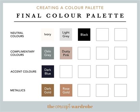 Step Create A Colour Palette The Concept Wardrobe Palette Color