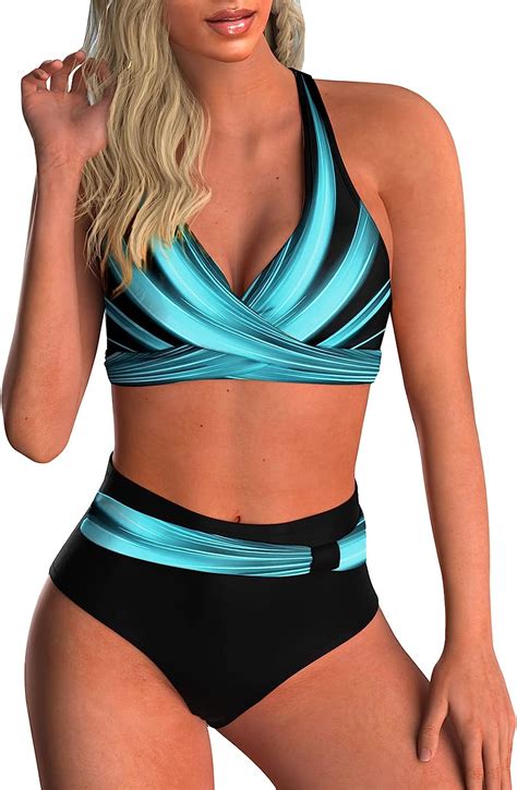 Seaform Womens Two Piece Swimsuits Wrap Front Bikini High Waisted