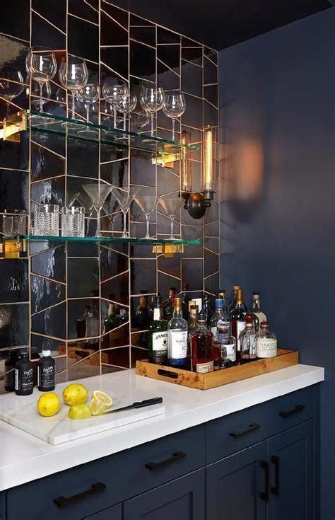 Beautifully Styled Contemporary Bar Is Fitted With Stacked Glass