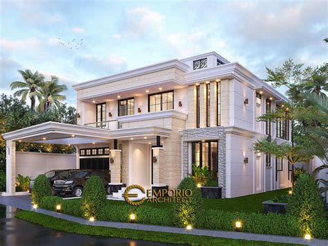 Desain Rumah Klasik 2 Lantai Bapak Hasbullah Di Jakarta Tampak Depan
