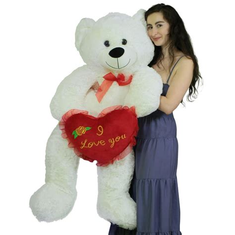 Valentines Day Giant White Teddy Bear 52 Inch Soft Big Plush Bear