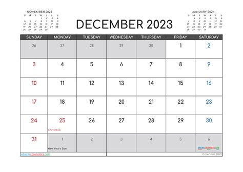 Printable December 2023 Calendar Free 12 Templates Free Printable