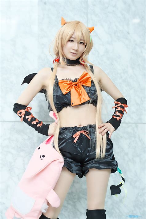 blonde hair boots camisole choker cosplay detached sleeves futaba anzu horns idolmaster