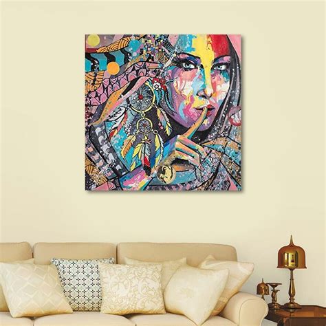 Modern Art Girl Face Canvas Painting Woman Abstract Painting Homafy