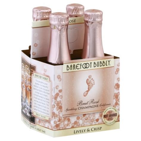 Barefoot Bubbly® Brut Rose Sparkling Champagne 4 Bottles 187 Ml