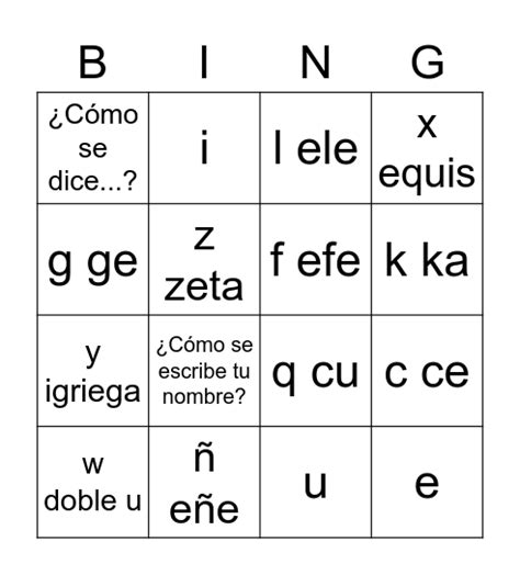 El Alfabeto Bingo Card