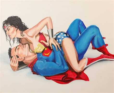 Toon Art Wonder Woman And Superman Lustful Lad