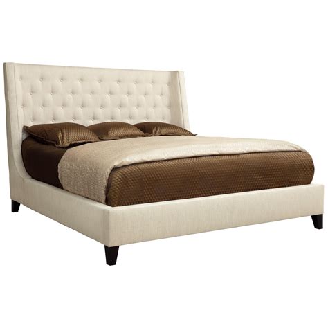 Interiors Maxime Contemporary Queen Upholstered Wing Bed With Button