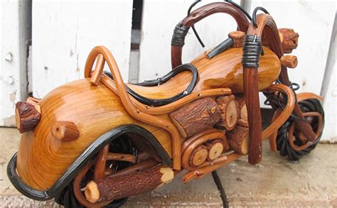Blue Orchid Wooden Motorcycle Model Decorations For Home