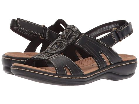 Clarks Womens Leisa Leather Open Toe Casual Slingback Sandals