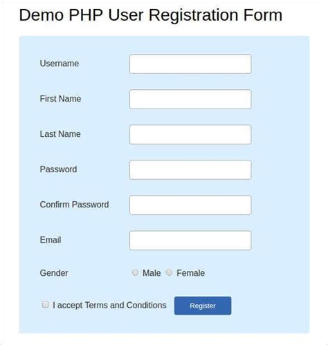 Login And Registration Form In Php Template Free Download Printable