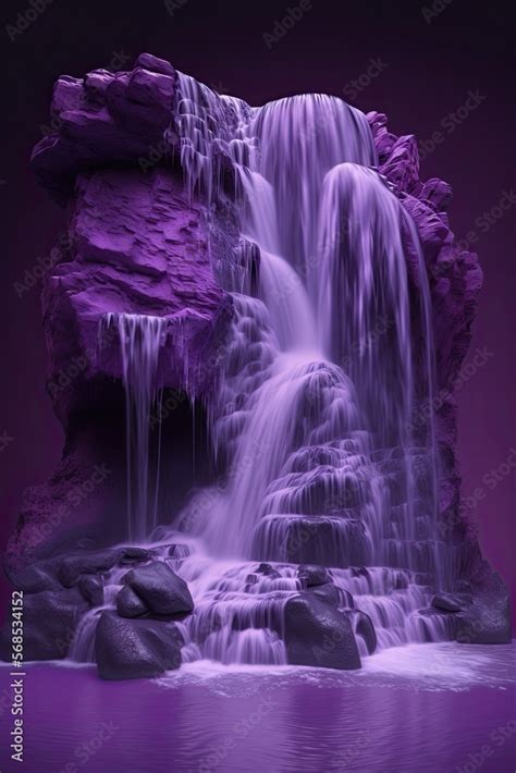 Isolated Purple Waterfall 3d Render Studio 8k Uhd Image For