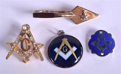 A Vintage Silver And Enamel Masonic Pendant Together With Three Other