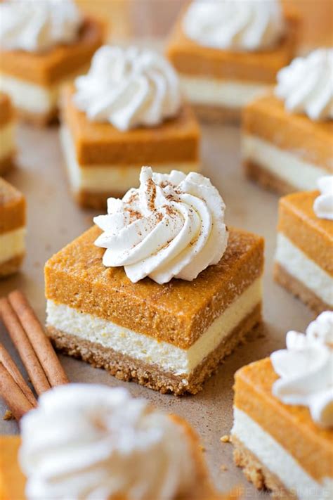 Simply beat together in a chilled medium bowl a 1/2 cup of whipping cream. Layered Pumpkin Pie Cheesecake Bars - The Best Blog Recipes