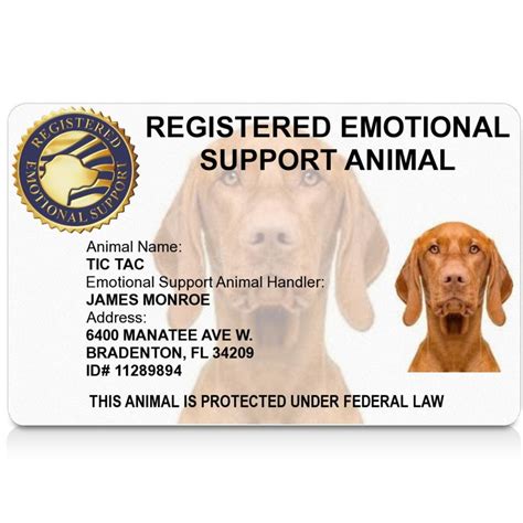 Emotional Support Animal Id Card Esa Id Card With Your Pets Watermark