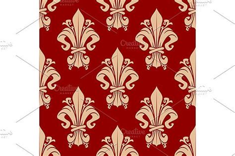 Vintage Fleur De Lis Pattern Royal Wallpaper Leaf Wallpaper Red