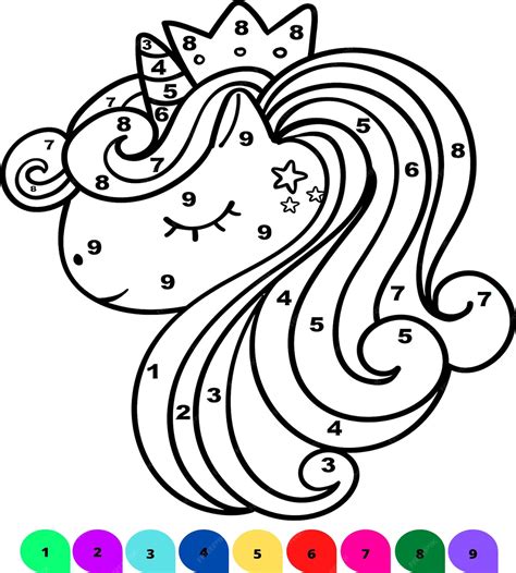 Premium Vector Color By Number Unicorn Unicorn Coloring Pages For