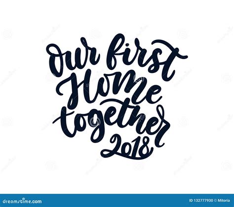 Our First Home Together Greeting Card Cute Lettering Card Stock Vector
