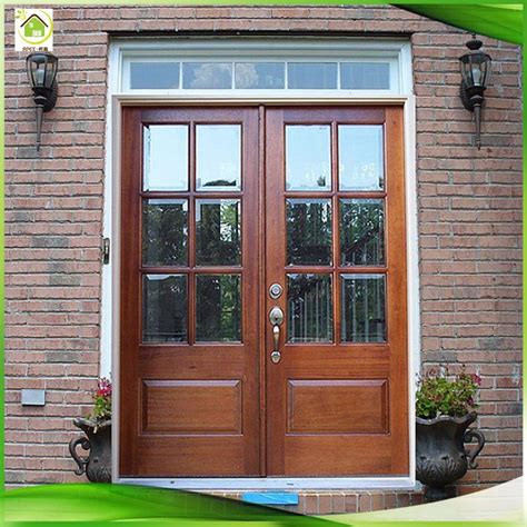 Commercial Solid Wood Exterior Glass Panel Entrance Doors