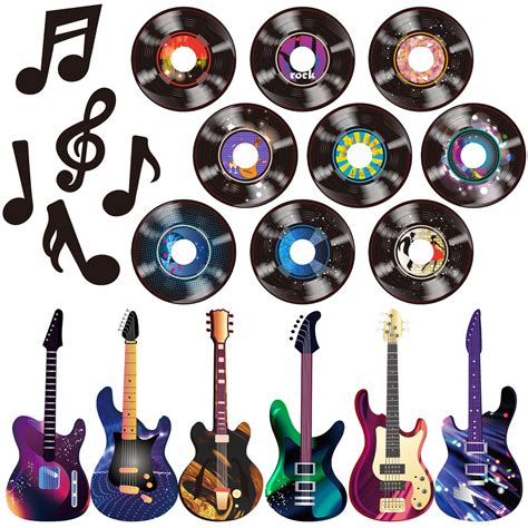 Buy 40 Pcs Music Party Decorations Musical Notes Rock And Roll Record