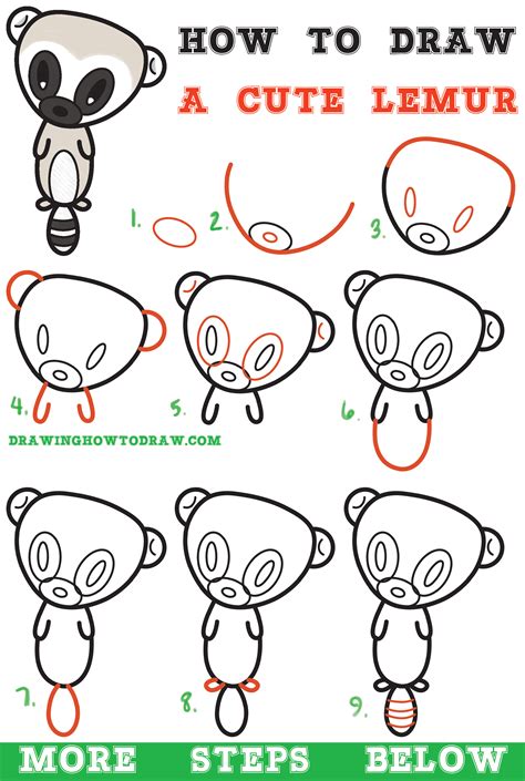 Learn How To Draw A Super Cute Cartoon Lemur Easy Step By Step Drawing