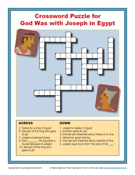 God Was With Joseph Crossword Puzzle Bible Word Puzzles For Young