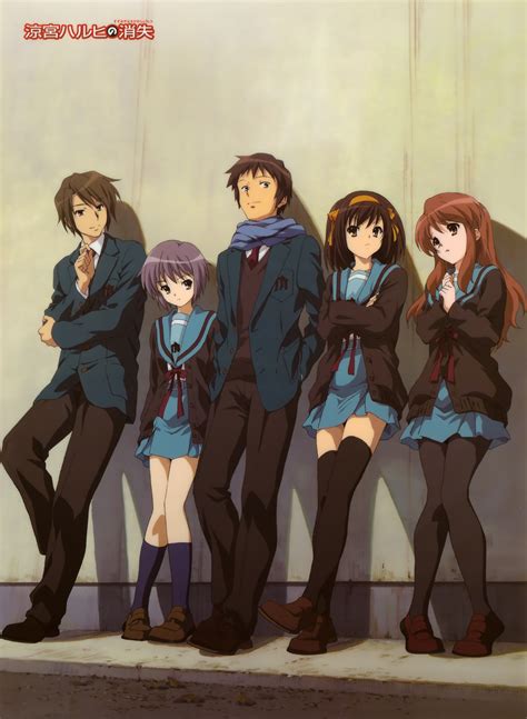 Suzumiya Haruhi No Yuuutsu Asahina Mikuru Koizumi Itsuki Kyon Nagato Yuki Suzumiya Haruhi