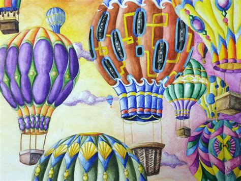 Hot Air Balloon Rhythm Pattern And Variety Watercolor Pencil Painting