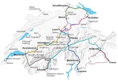 Switzerland Rail Map Switzerland Train Route Map Western Europe