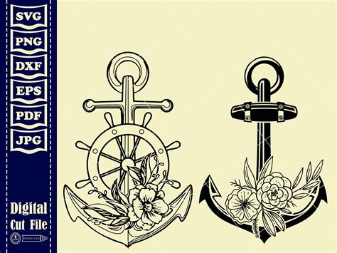 Anchor Svg File 3 Anchor Cut File Anchor Floral Svg Anchor Etsy