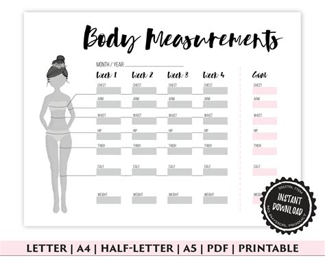 Body Measurement Tracker Weight Loss Tracker Printable Etsy Canada