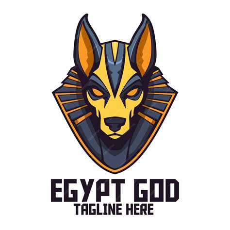 スポーツとeスポーツ用のエジプトの神テンプレートアヌビスヘッドマスコットロゴ プレミアムベクター