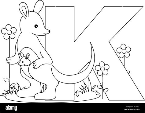 Animal Alphabet Coloring Book Illustration With Outlined Graphics To