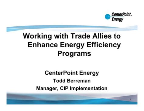 Working With Trade Allies To Enhance Energy Efficiency Programs Ppt