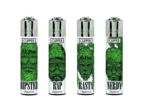Clipper Lighters X4 Rare Cool Weed Leaf Sillohette Faces Rasta Etsy