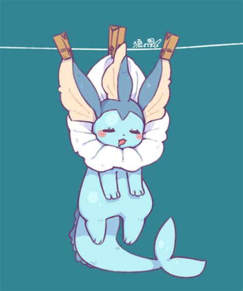 Blue Blue Background Blush Closed Eyes Clothes Pin Clothesline Drooling Full Body Hanging