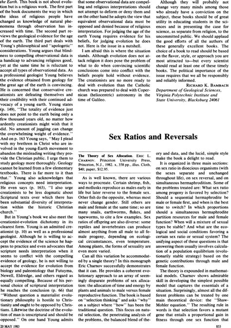 Sex Ratios And Reversals The Theory Of Sex Allocation Eric L Charnov Princeton University