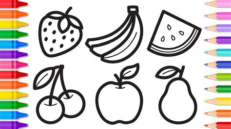 Fruit Drawing Tutorial Easy Step By Step 🍓🍌🍒🍏 Fruit Drawing Tutorial