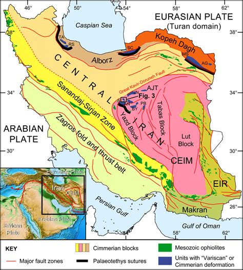 Simplified Map Of Iran With Main Tectonic Subdivisions Compiled And
