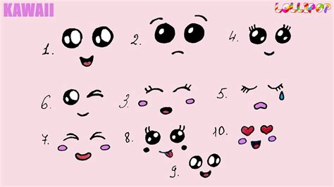 How To Draw Kawaii Faces And Eyes Easy Youtube