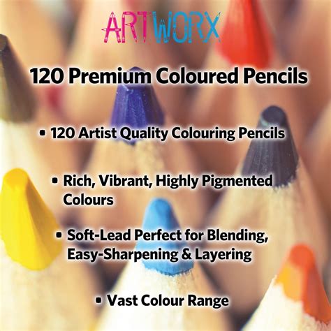 Artworx Premium Artist Colouring Pencils 120 Coloured Pencils For
