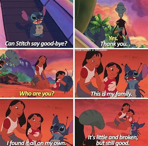 I Adore Stitch And This Quote It Means So Much Disney Pixar Disney Memes Quotes Disney