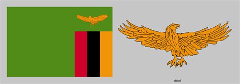 The zambian flag is a green field with right an eagle and a vertical striped box. Zambia Flag Pictures