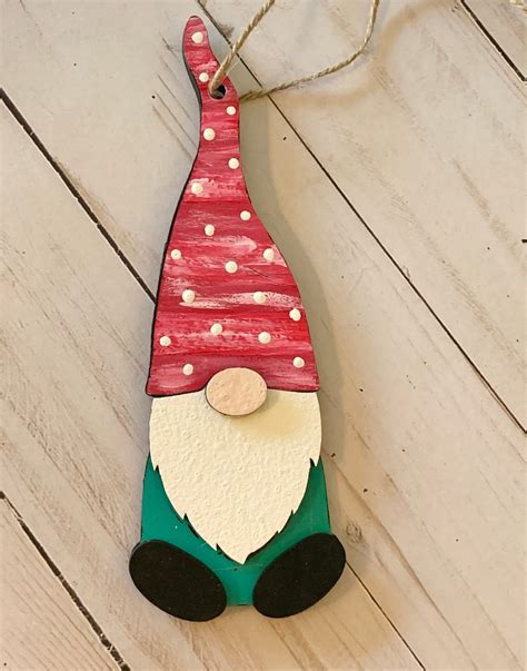Wood Gnomes Hand Painted Laser Ornaments Etsy
