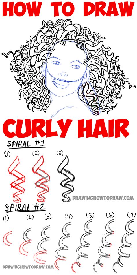 How To Draw Curly Hair Drawing Spiral Curls Tutorial How To Draw