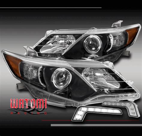 For 12 13 14 Toyota Camry Projector Black Headlights Headlamps Wbumper
