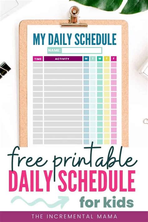 Free Printable Kids Daily Schedule Template The