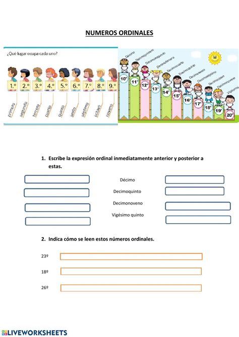 Ficha Online De Numeros Ordinales Numeros Ordinales Y Cardinales