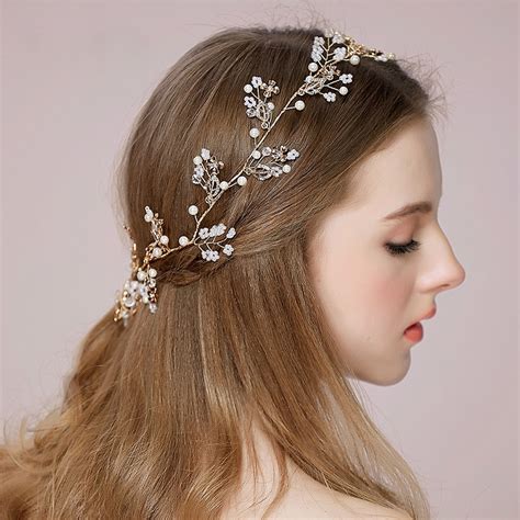 2017 New Bridal Hair Accessories Band Ladies Wedding Wreath Womens Gold