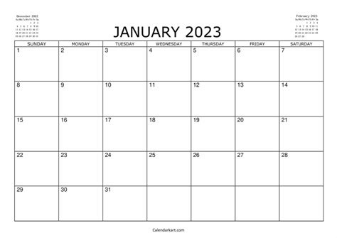 Free Printable January 2023 Calendar 6 Pages In 2022 Free
